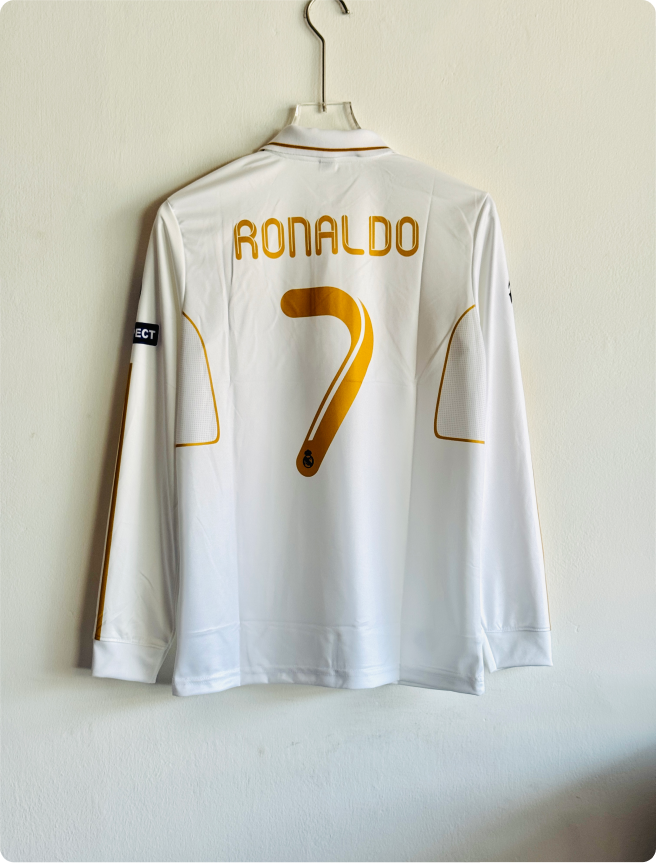 REAL MADRID 2011-12 HOME KIT RONALDO FULLSLEEVE POLO EMBROIDERY PREMIUM