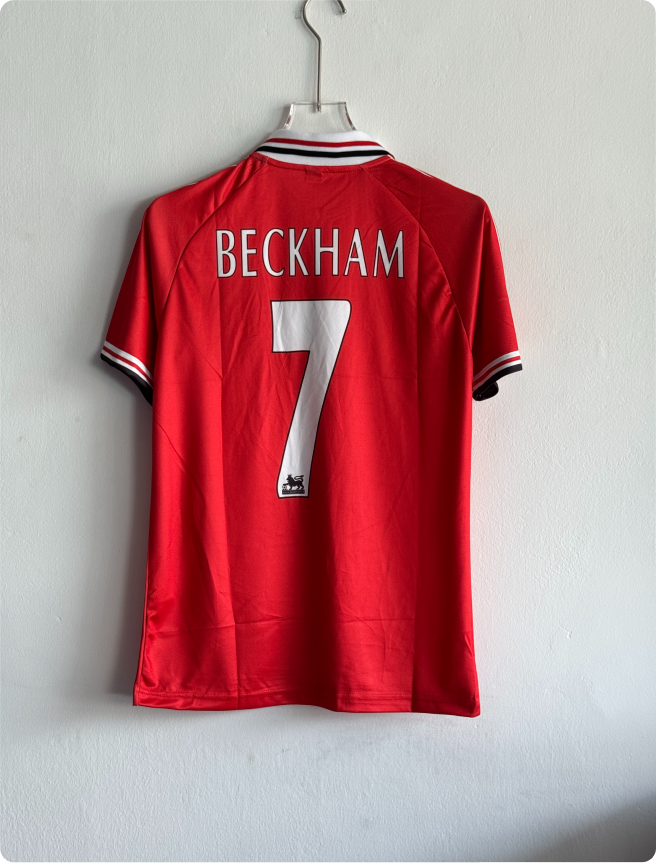 MANCHESTER UNITED 1998-99 HOME KIT BECKHAM POLO EMBROIDERY PREMIUM