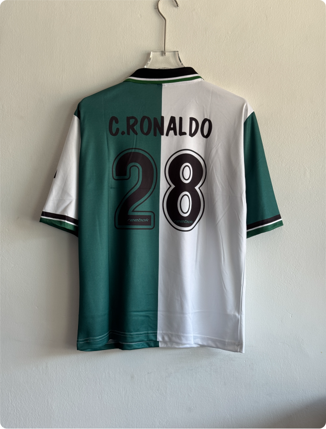 SPORTING 1998-99 THIRD KIT RONALDO FIVESLEEVE POLO EMBROIDERY PREMIUM