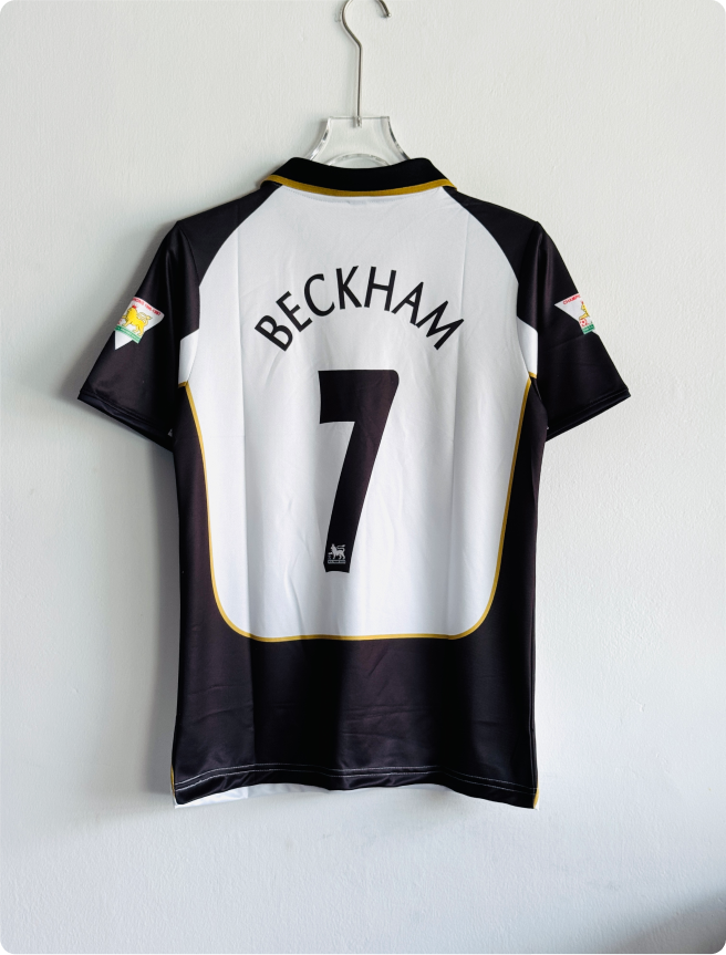 MANCHESTER UNITED 2001-02 AWAY KIT BECKHAM POLO EMBROIDERY PREMIUM