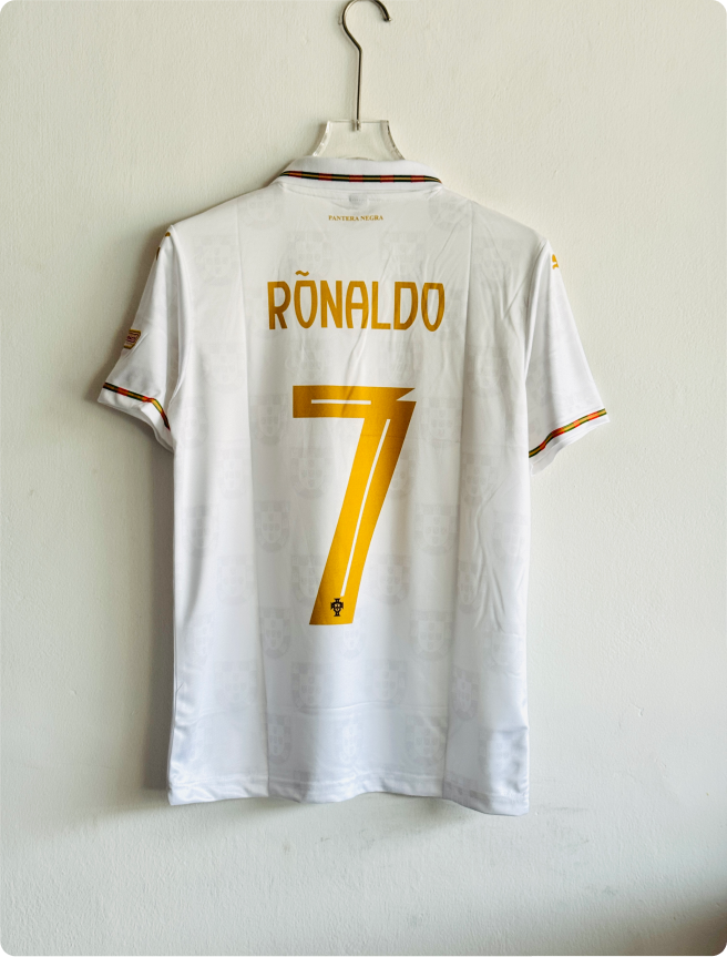 PORTUGAL 25-26 WHITE KIT RONALDO POLO EMBROIDERY PREMIUM