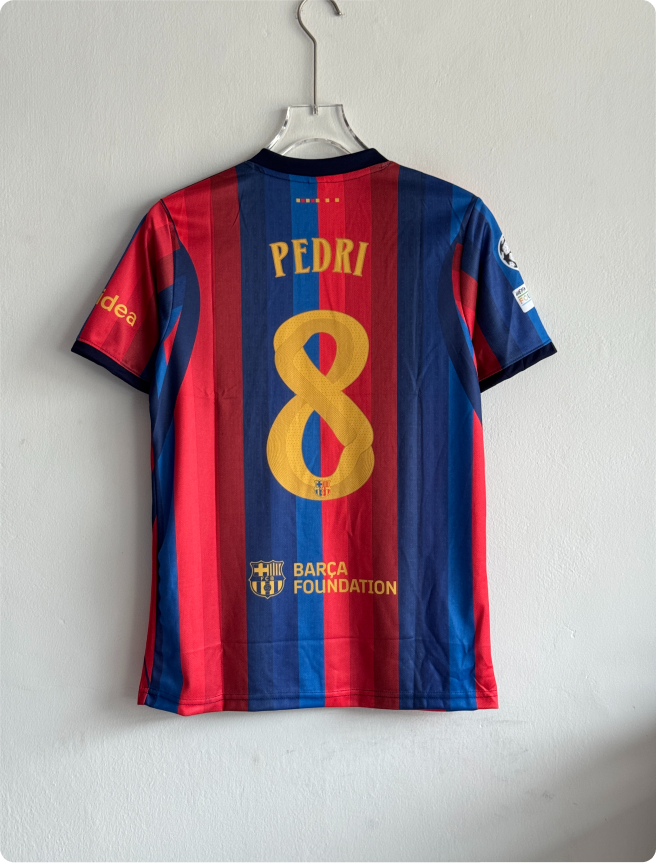 BARCELONA 26-27 HOME KIT PEDRI EMBROIDERY PREMIUM