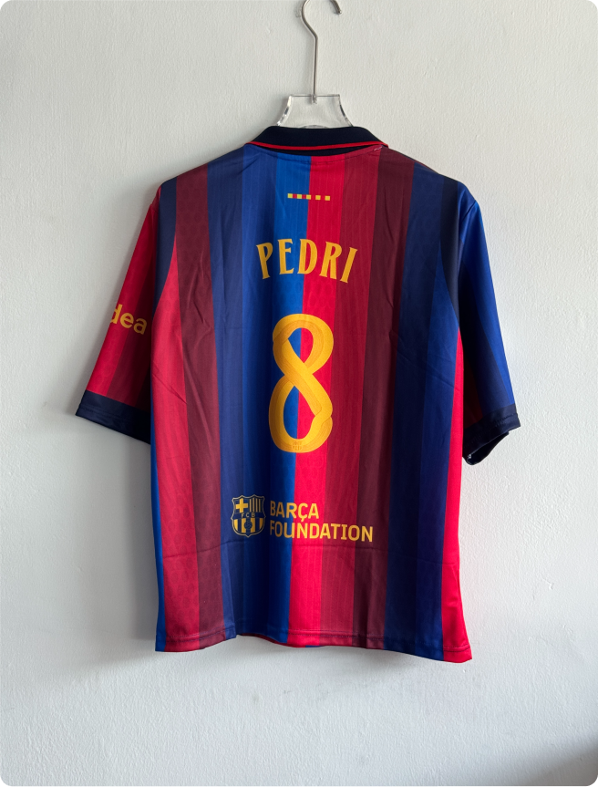 BARCELONA 26-27 HOME KIT PEDRI FIVESLEEVE POLO EMBROIDERY