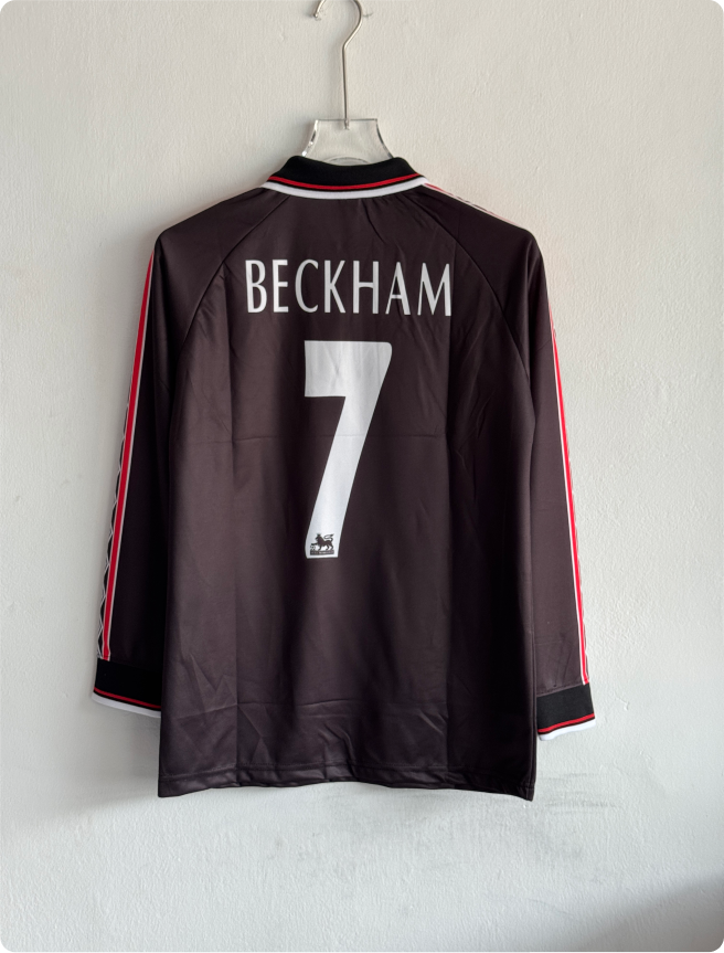 MANCHESTER UNITED 1998-99 BLACK KIT BECKHAM FULLSLEEVE POLO EMBROIDERY PREMIUM