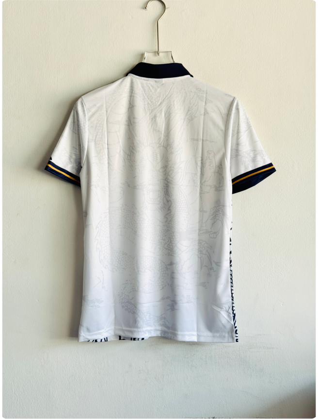 REAL MADRID WHITE DRAGON KIT POLO EMBROIDERY PREMIUM