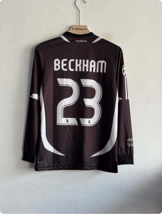 REAL MADRID 2006-07 AWAY KIT BECKHAM FULLSLEEVE POLO EMBROIDERY PREMIUM
