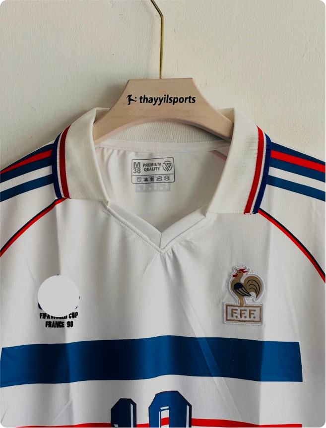FRANCE 1998 AWAY KIT ZIDANE POLO EMBROIDERY