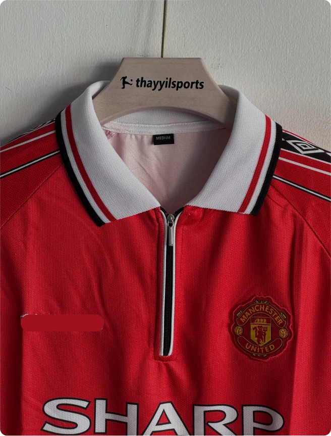 MANCHESTER UNITED 1998-99 HOME KIT BECKHAM POLO EMBROIDERY PREMIUM