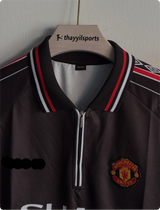 MANCHESTER UNITED 1998 BLACK KIT BECKHAM POLO EMBROIDERY PREMIUM