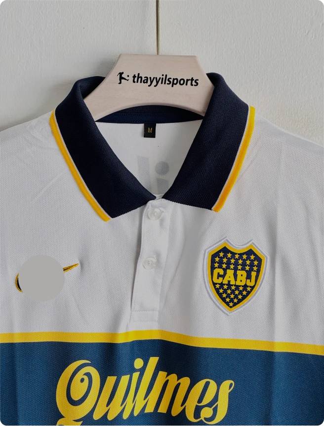 BOCA JUNIORS 1996-97 AWAY KIT MARADONA POLO EMBROIDERY PREMIUM