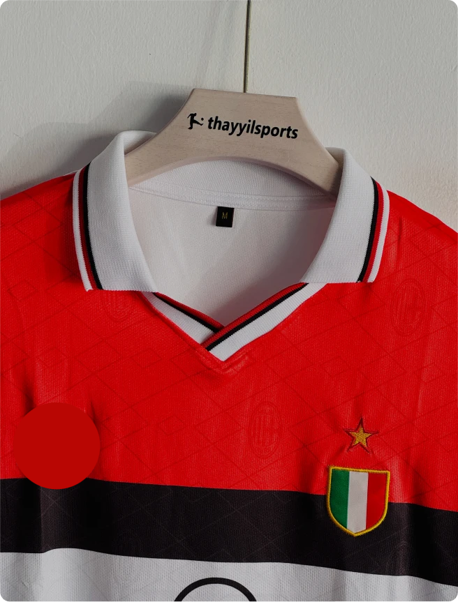 ACMILAN 1994-95 AWAY KIT MALDINI FIVESLEEVE POLO EMBROIDERY PREMIUM