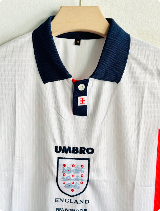 ENGLAND 1998 HOME KIT BECKHAM POLO EMBROIDERY PREMIUM
