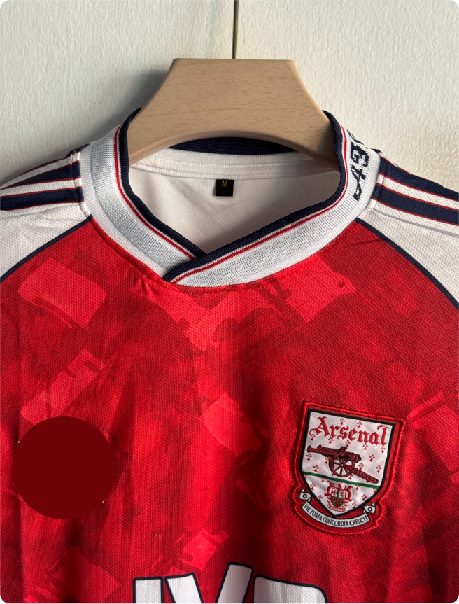 ARSANEL 1990-91 HOME KIT ADAMS FIVESLEEVE KNITTED POLO EMBROIDERY PREMIUM