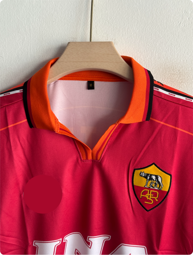 ROMA 1999-2000 HOME KIT TOTTI FIVESLEEVE POLO EMBROIDERY PREMIUM