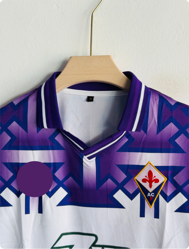 FIORENTINA 1992-93 AWAY KIT BATISTUTA FIVESLEEVE POLO EMBROIDERY PREMIUM