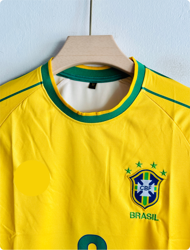 BRAZIL 1998 HOME KIT RONALDO EMBROIDERY PREMIUM
