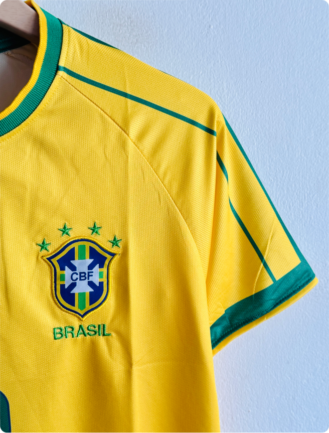 BRAZIL 1998 HOME KIT RONALDO EMBROIDERY PREMIUM