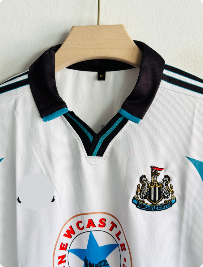 NEWCASTLE 1999-2000 AWAY KIT SHEARER FIVESLEEVE POLO EMBROIDERY PREMIUM