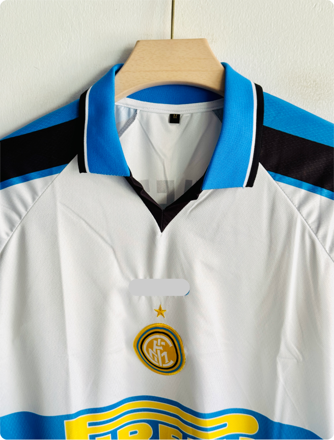 INTERMILAN 1996-97 AWAY KIT ZANETTI FIVESLEEVE POLO EMBROIDERY PREMIUM