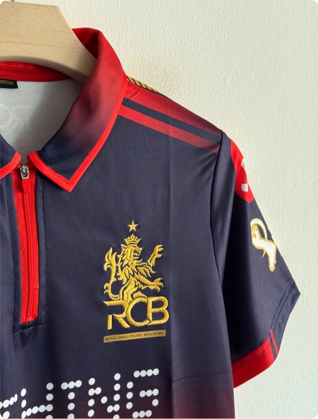 RCB 2026 HOME KIT VIRAT POLO EMBROIDERY PREMIUM