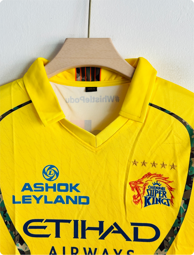 CHENNAI SUPER KINGS 2026 KIT DHONI POLO EMBROIDERY PREMIUM
