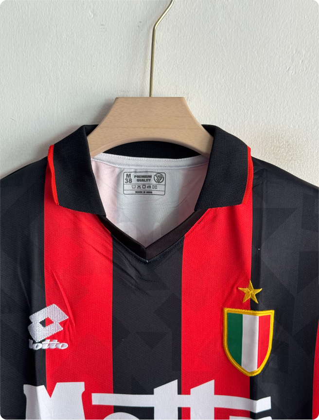 ACMILAN 1993-94 HOME KIT MALDINI POLO EMBROIDERY