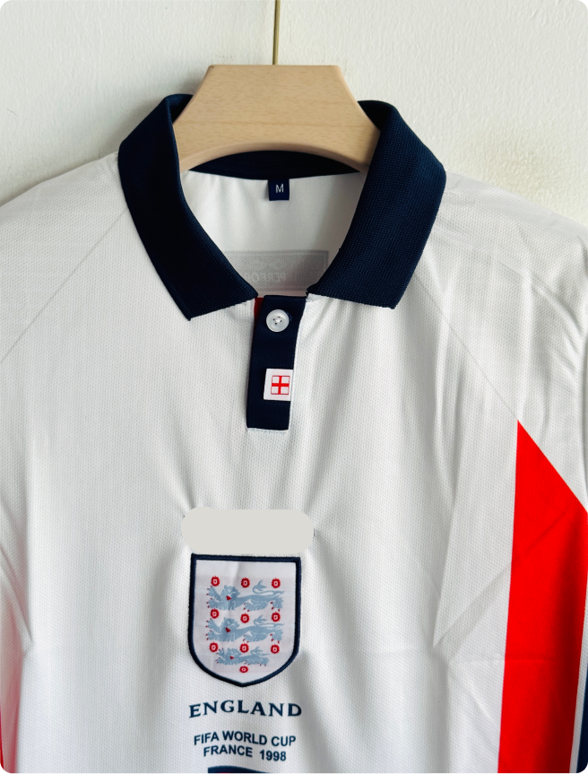 ENGLAND 1998 HOME KIT BECKHAM FULLSLEEVE POLO EMBROIDERY PREMIUM