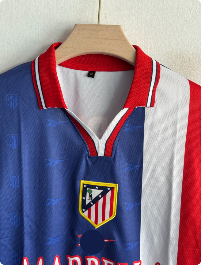 ATELTICO MADRID 1998-99 AWAY KIT TORRES FIVESLEEVE POLO EMBROIDERY PREMIUM