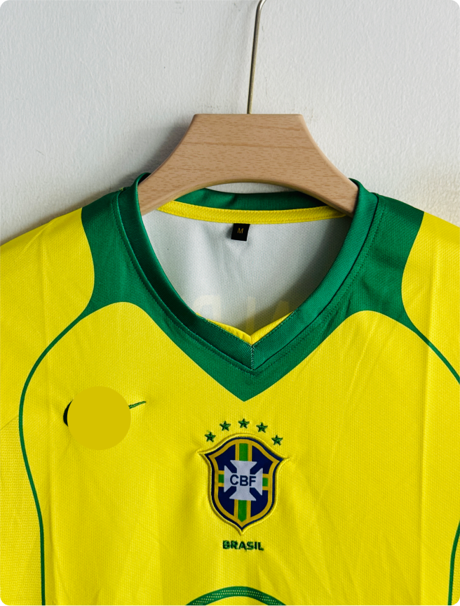BRAZIL 2004 HOME KIT RONALDINHO EMBROIDERY PREMIUM