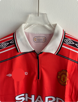 MANCHESTER UNITED 1998-99 HOME KIT BECKHAM FULLSLEEVE POLO EMBROIDERY