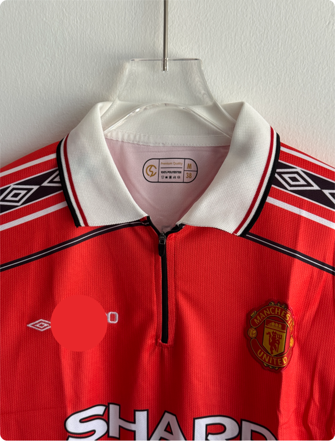 MANCHESTER UNITED 1998-99 HOME KIT BECKHAM FULLSLEEVE POLO EMBROIDERY