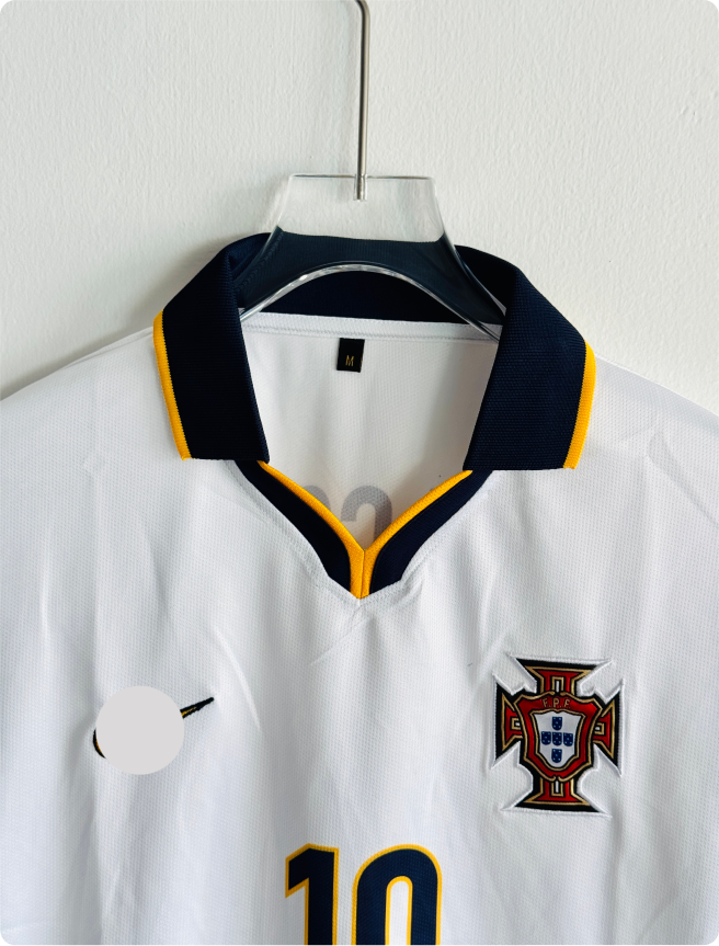 PORTUGAL 1998 AWAY KIT RUI COSTA FIVESLEEVE POLO EMBROIDERY PREMIUM