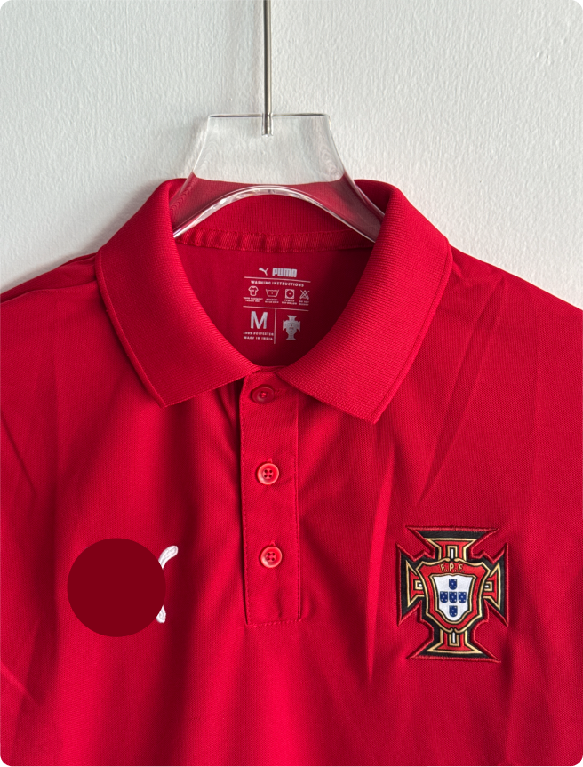 TSHIRT PORTUGAL RED POLO EMBROIDERY PREMUM