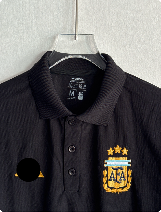 TSHIRT ARGENTINA BLACK POLO EMBROIDERY PREMIUM