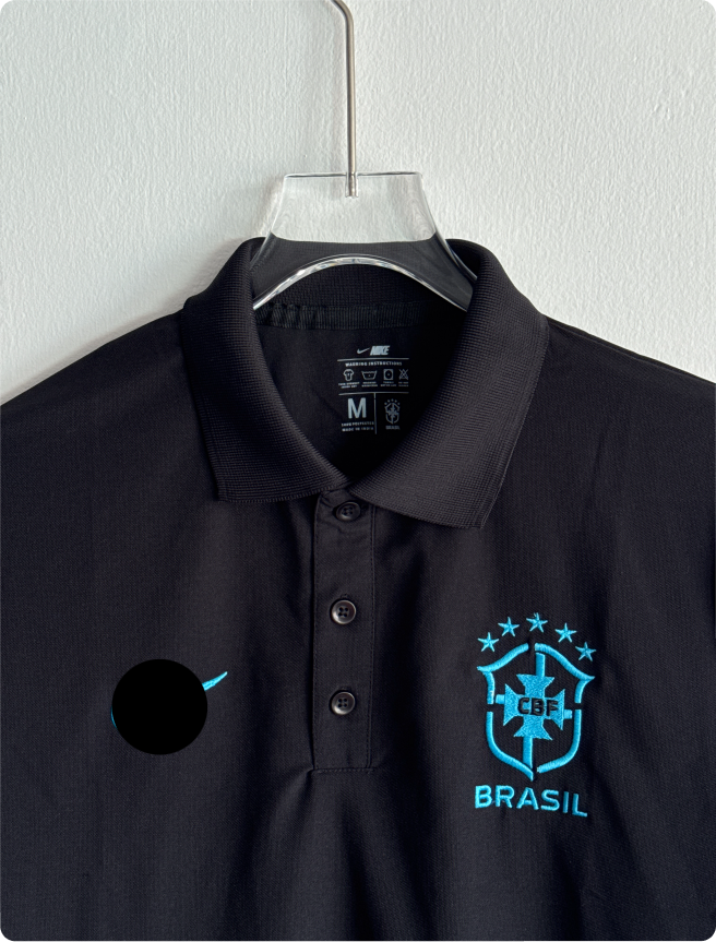 TSHIRT BRAZIL BLACK POLO EMBROIDERY PREMIUM