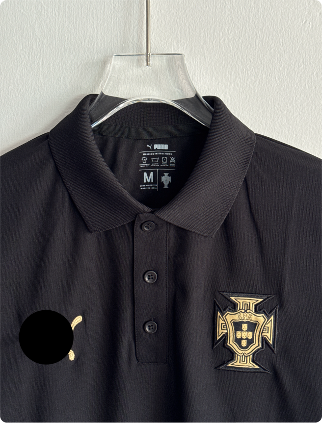 TSHIRT PORTUGAL BLACK POLO EMBROIDERY PREMIUM