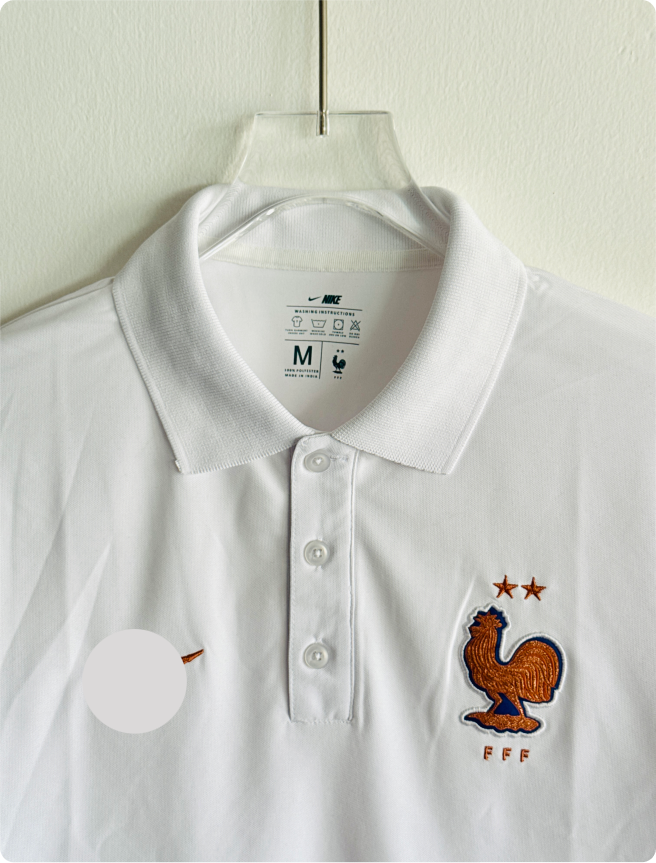 TSHIRT FRANCE WHITE POLO EMBROIDERY PREMIUM