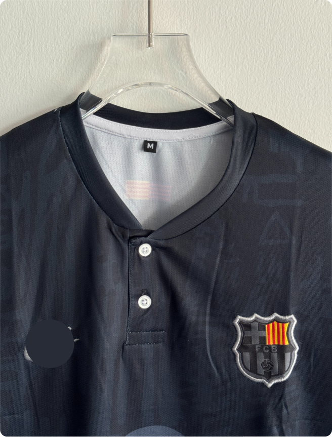 BARCELONA 2024 BLACK AWAY KIT PEDRI POLO EMBROIDERY