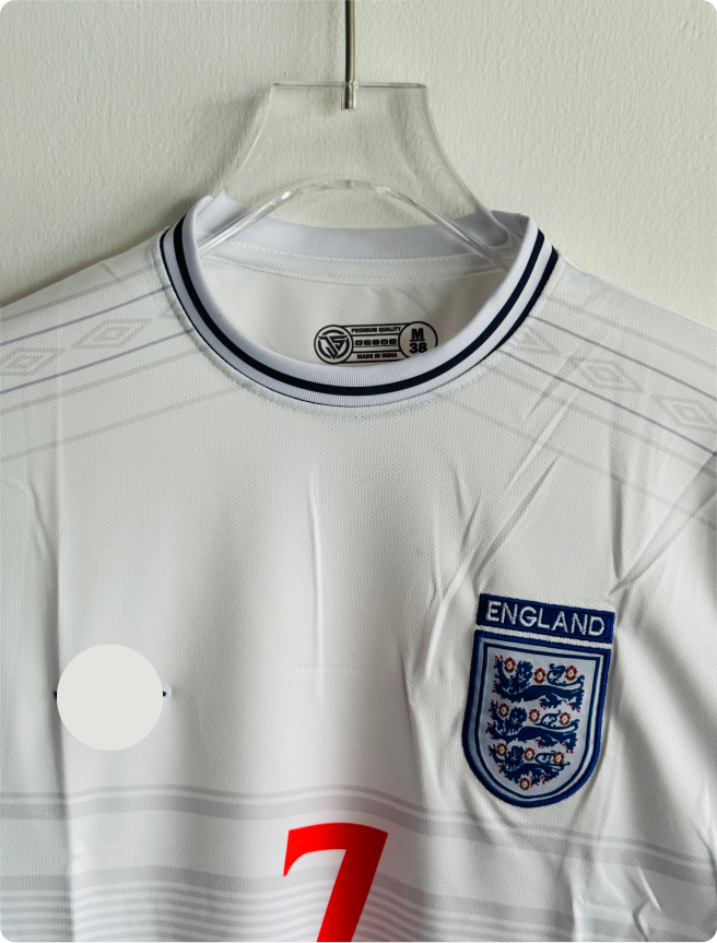 ENGLAND 2000 HOME KIT BECKHAM FULLSLEEVE EMBROIDERY
