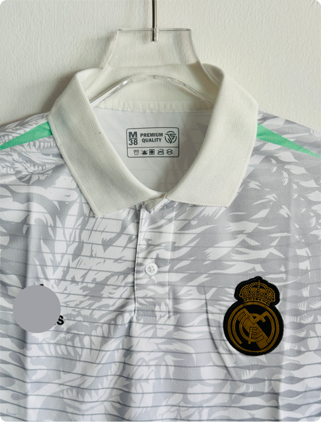 REAL MADRID 25-26 DRAGON KIT G/W POLO EMBROIDERY