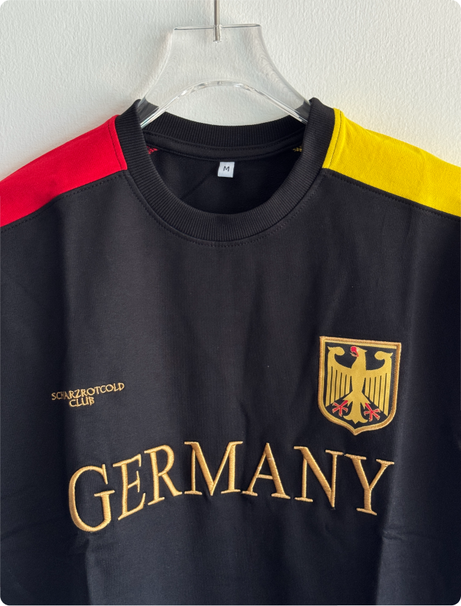 TSHIRT GERMANY WHITE FIVESLEEVE EMBROIDERY