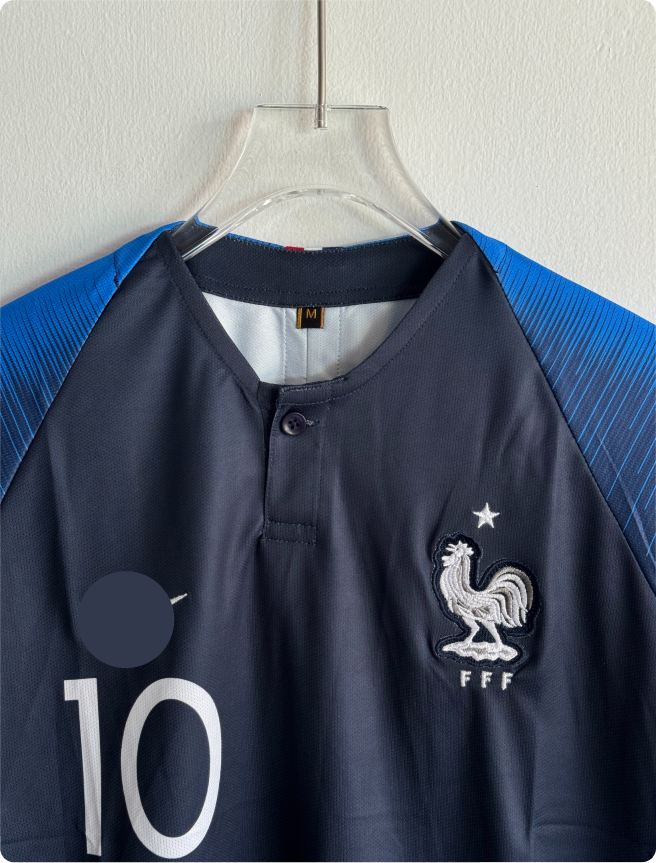 FRANCE 2018 HOME KIT MBAPPE POLO EMBROIDERY PREMIUM