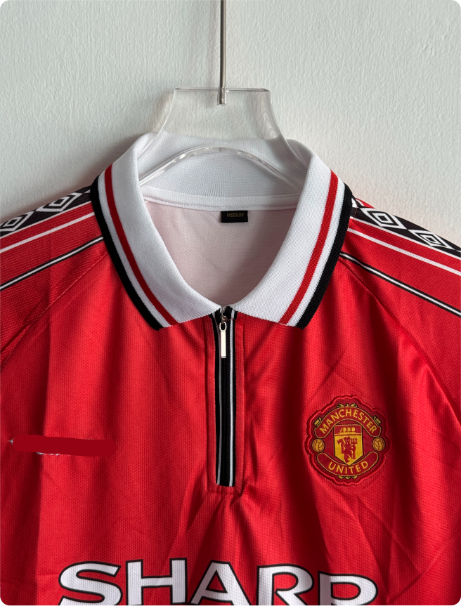 MANCHESTER UNITED 1998-99 HOME KIT BECKHAM POLO EMBROIDERY PREMIUM