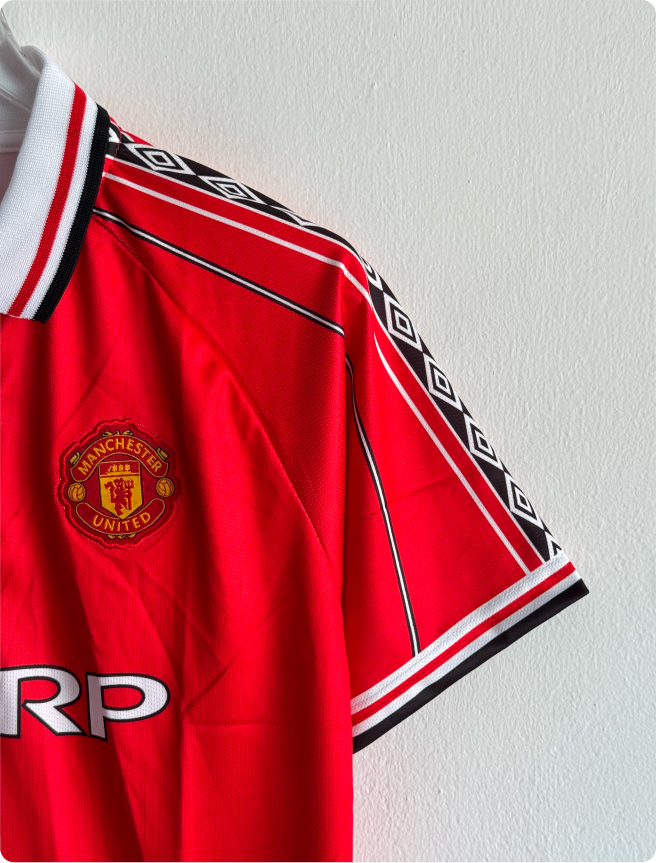 MANCHESTER UNITED 1998-99 HOME KIT BECKHAM POLO EMBROIDERY PREMIUM