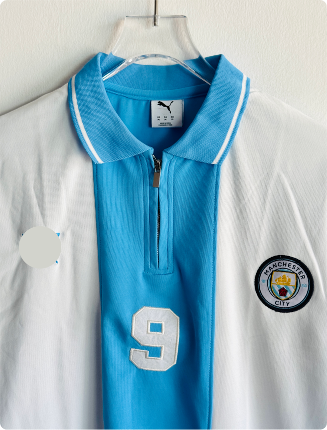 TSHIRT MANCHESTER CITY POLO EMBROIDERY WITH ZIP PREMIUM