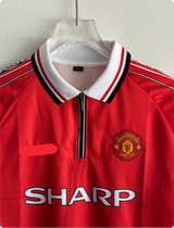 MANCHESTER UNITED 1998-99 HOME KIT BECKHAM FULLSLEEVE POLO EMBROIDERY PREMIUM