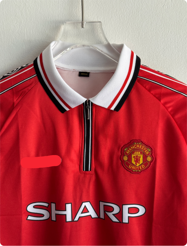 MANCHESTER UNITED 1998-99 HOME KIT BECKHAM FULLSLEEVE POLO EMBROIDERY PREMIUM