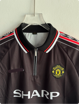 MANCHESTER UNITED 1998-99 BLACK KIT BECKHAM FULLSLEEVE POLO EMBROIDERY PREMIUM