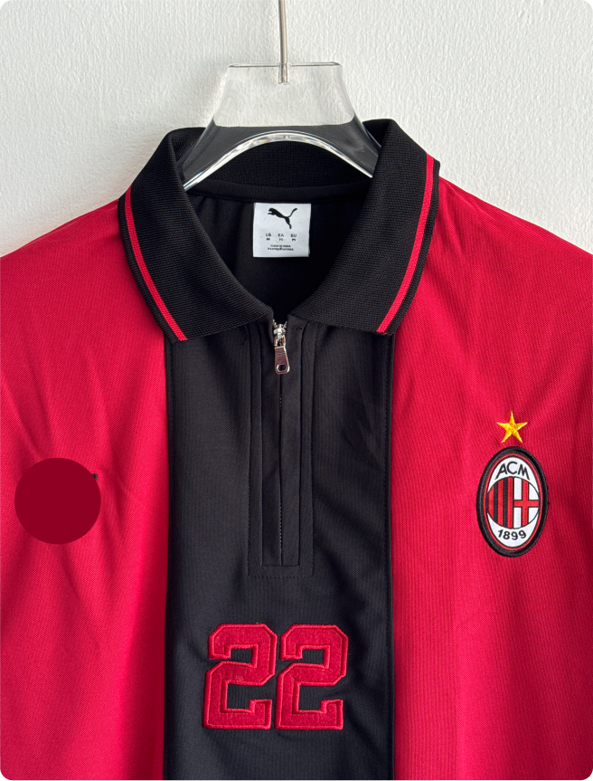 TSHIRT ACMILAN 22 POLO EMBROIDERY WITH ZIP PREMIUM