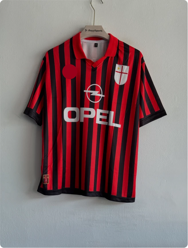 ACMILAN 1999-2000 HOME KIT MALDINI FIVESLEEVE POLO